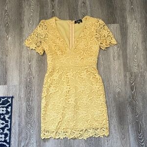 Lulu's Yellow Lace Mini Dress